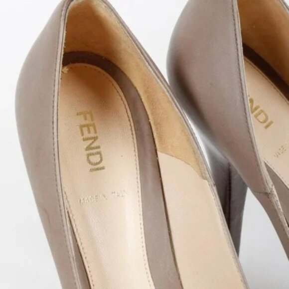 Fendi Fendista Taupe Leather Pumps - Picture 6 of 10